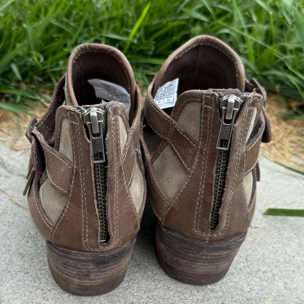 Ugg Patsy Cut Brown Leather Ankle Booties Size 11… - image 3